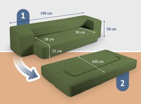 Sofa-materac 2w1 zielona  oliwkowy