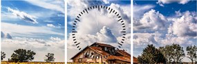Obraz pola słoneczników (z zegarem) (90x30 cm)