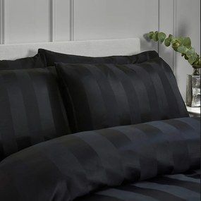 Czarna satynowa pościel dwuosobowa 3-częściowa 200x200 cm So Soft Satin Stripe – Catherine Lansfield
