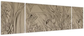 Obraz - Kontury roślin (170x50 cm)