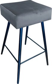 Hoker MAX krzesło barowe tkanina Welur podstawa metalowa : Kolor nogi - Czarna stożek, Kolor tkaniny - VELVET - BL14, Typ siedziska - Siedzisko stałe