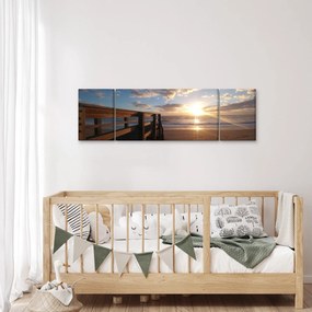 Obraz molo, plaży i morza (170x50 cm)