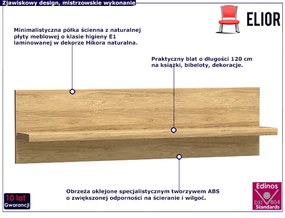 Półka ścienna hikora naturalna Aretuza