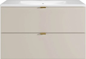 Podwieszana szafka łazienkowa z umywalką do zabudowy - Beżowa - 80 cm - LAVENA