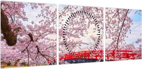 Obraz - Hirosaki, Japonia (z zegarem) (90x30 cm)