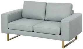HOMCOM 2-osobowa Sofa, Kanapa z Drewnianą Ramą, Metalowe Nogi, Prosty Design, Jasnoszary