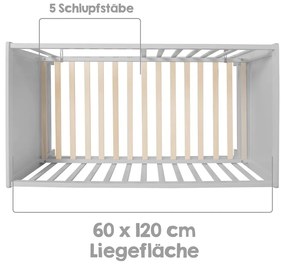 Jasnoszare łóżeczko 60x120 cm – Roba