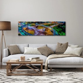 Obraz - nocna panorama miasta (170x50 cm)