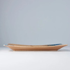 Niebiesko-beżowy ceramiczny talerz MIJ Earth &amp; Sky, 33x19 cm