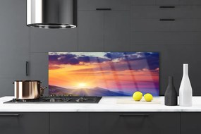 Panel Szklany Promienie Słońca nad Szczytami