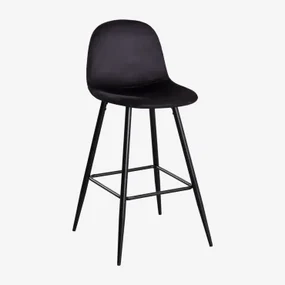 Zestaw 4 Wysokich Stołków Z Aksamitu Glamm Negro & ↑75 Cm & Negro - Sklum