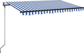 Automatyczna markiza z LED i czujnikiem wiatru niebiesko-białe pasy H3-P47
