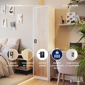 Szafa biurowa Eco Design Alex 45x40x185 cm biały/dąb sonoma