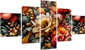 Obraz - Pomarańczowo-czerwone kwiaty (125x70 cm)