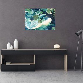 Obraz na szkle – Zielona korona drzewa życia (70x50 cm)