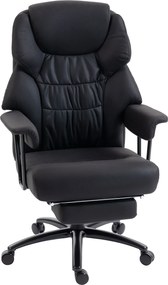 HOMCOM 3D fotel biurowy z masażem i podnóżkiem, regulowany fotel komputerowy z wysokim oparciem, tapicerka Leathaire, czarny | Aosom PL