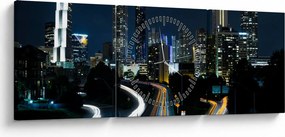 Obraz nocnej metropolii (z zegarem) (90x30 cm)