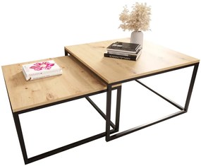 Nowoczesny zestaw 2 stolików kawowych dąb artisan - Donel