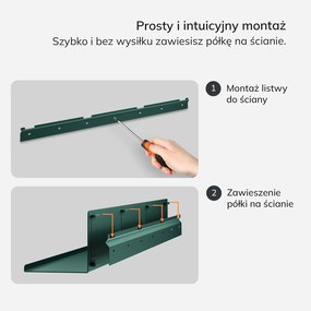 Metalowa półka ścienna Modern Joanne 120 cm, kolor butelkowa zieleń