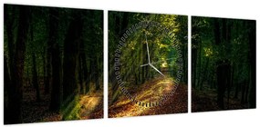 Obraz leśnej ścieżki (z zegarem) (90x30 cm)