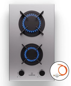 Klarstein Goldflame 30cm Płyta gazowa 2 palniki Srebrny