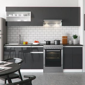 Szafka kuchenna antracytowy wysoki połysk/biały 240x60x81.6 raul