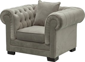 Fotel Chesterfield Classic Velvet Light Grey 118x96x77cm