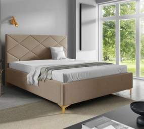 Beżowe pikowane łóżko welurowe 4 rozmiary C9-N76