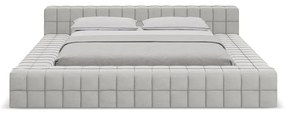 Jasnoszare tapicerowane łóżko dwuosobowe ze stelażem 160x200 cm Akela – Makamii
