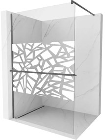 Mexen Kioto+ ścianka prysznicowa z półką Walk-in 120 x 200 cm, biały wzór, gun metal - 800-120-121-95-85