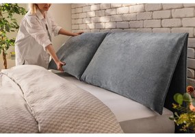 Niebieskie tapicerowane łóżko dwuosobowe ze schowkiem i stelażem 180x200 cm Myra Pillow – Bonami Selection
