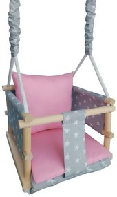Różowo-szara huśtawka dla dziewczynki 3w1 D6-W66