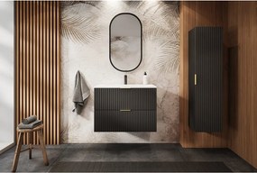 Szafka łazienkowa FLOW 80 cm czarny z blatem