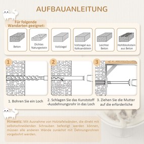 PawHut Regał dla kota, montaż ścienny, miękka leżanka, do 10kg, 41x28x21cm, Biały