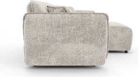 Beżowy narożnik z tkaniny szenilowej (prawostronny/z szezlongiem) Nelia – Ropez