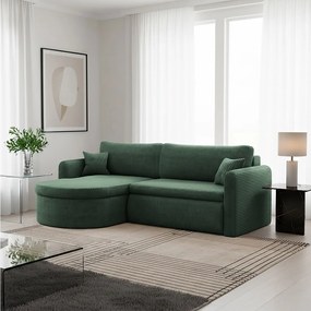 Uniwersalny narożnik Verona L z funkcją spania, do salonu, zielony