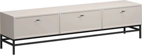 Szafka RTV Lorini 200 cm z szufladami - kaszmir / czarne uchwyty T-bar / stelaż