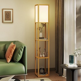 HOMCOM Lampa stojąca z 3 półkami, lampa podłogowa z oprawką E27, 26 x 26 x 160 cm, do salonu/sypialni (bez żarówki) | Aosom PL