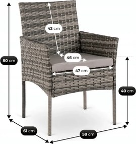Zestaw Mebli Ogrodowych Stół ARGOS 140-180 cm Ciemnoszary Dąb/Czarny i 4x Krzesło CORTO Szare