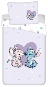 Bawełniana jednoosobowa pościel dziecięca 140x200 cm Lilo and Stitch "Heart" – Jerry Fabrics