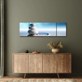 Obraz piasku, lilii i kamieni spa (170x50 cm)