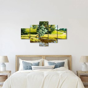 Obraz - rzeka między łąkami, obraz olejny (125x70 cm)
