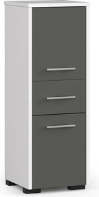 Szafka łazienkowa AKORD FIN Biały 30 cm 2 drzwi 1 szuflada kolor Grafit Szary mat 3 półki 30x30x85 cm