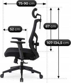 Fotel Biurowy Ergonomiczny Obrotowy BENTO Czarny Nowoczesny