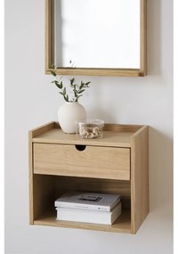 Naturalna szafka nocna z litego drewna dębowego wisząca/z półką Hillmond – Rowico