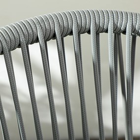 Outsunny Zestaw mebli ogrodowych, 2 krzesła &amp; 1 stolik z blatem szklanym, imitacja rattanu, odporny na warunki atmosferyczne, stalowy stelaż, szary