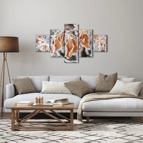Obraz - Zamarznięte liście (125x70 cm)