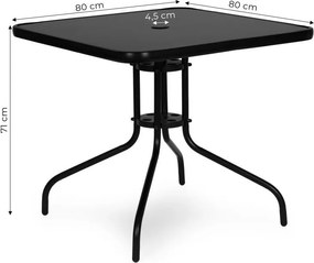 Stolik ogrodowy, balkonowy 80 cm Torello 073A, czarny, kwadratowy