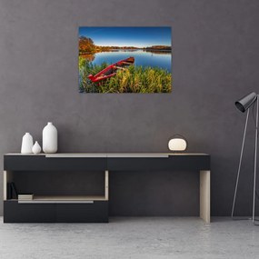Obraz na szkle czerwonej kropki (70x50 cm)