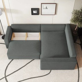 Masseno Narożnik ERONIS z funkcją spania i pojemnikiem na pościel Narozniki L, Rozkładana sofa - Szary, MONOLITH 85